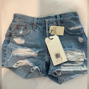 Levi's Light Blue Distressed Jean Shorts